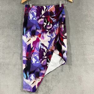 Life With Bird Sz 1 US 4 Purple Floral Silk Blend Faux Wrap Asymmetrical Skirt